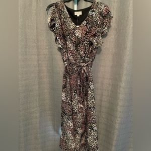NWT black dress w/ tiny pink, white and peach flowers.